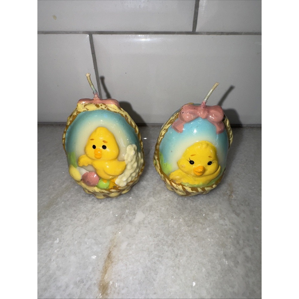 Russ‎ Vintage Easter Candles Set Of 2, Bunnies 2 Sided